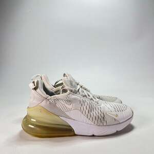Nike Air Max 270 White Metallic Silver Sneakers Youth Size 4.5Y